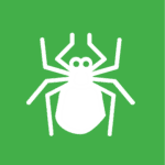 white vector image of a tick on a green background